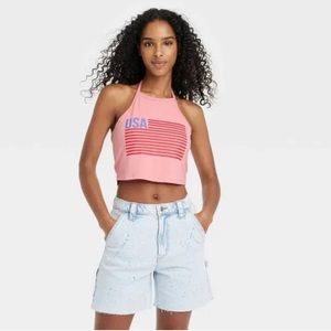 IML Isaac Morris USA American Flag Halter Top